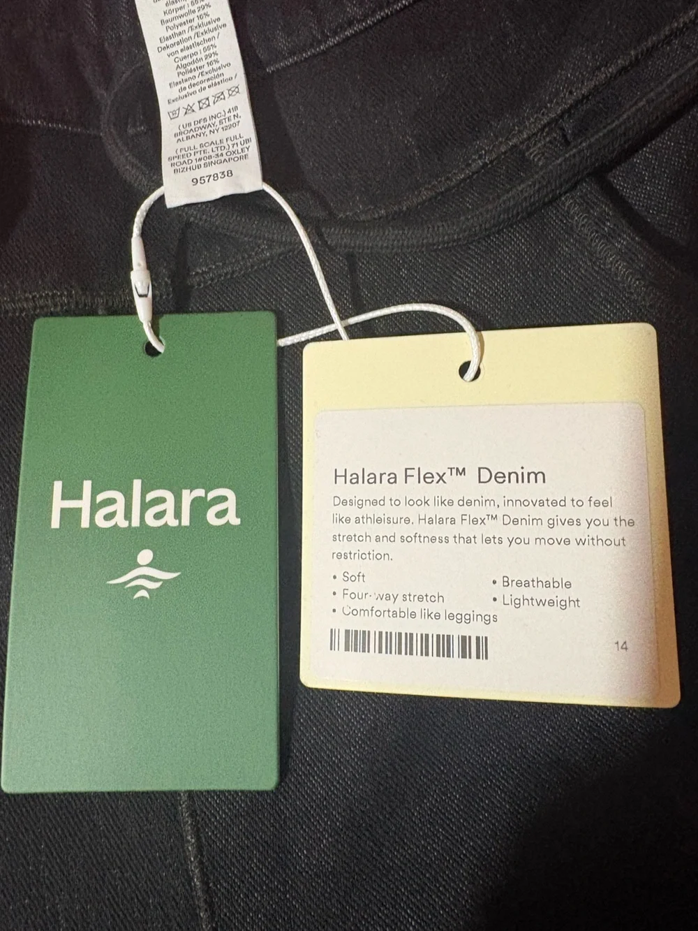 Halara Flex High Waisted Drawstring Denim Casual Flare Leggings with Pockets